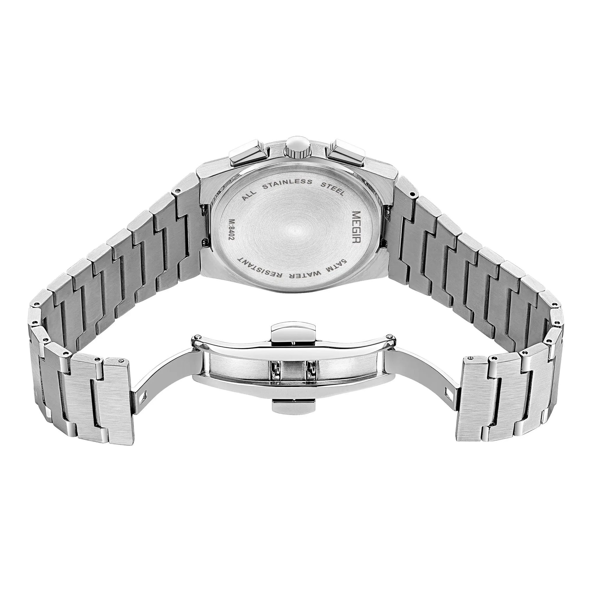 MEGIR Men's Business Watches Original Analogue Quartz Wrist Watch Luminous 5ATM Waterproof Steel Large Dial Clock Reloj Hombre 8402 by MEGIR WATCH GROUP