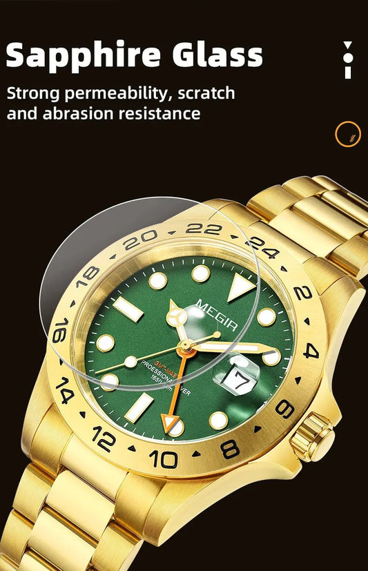 MEGIR Original Luxury Men Analogue Quartz Watch Luminous 5ATM Waterproof Business WristWatch Stainless Steel Clock Montre Homme 8404 by MEGIR WATCH GROUP