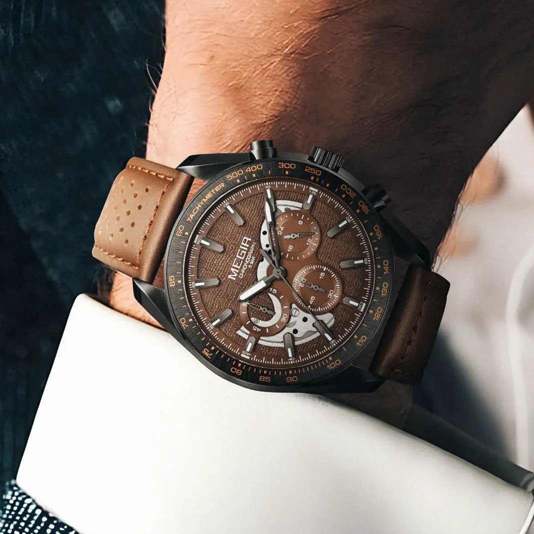 MEGIR Luxury Men's Business Casual Watches Leather Waterproof Quartz Chronograph Male Clock Wristwatch Relogio Masculino 8408 by MEGIR WATCH GROUP