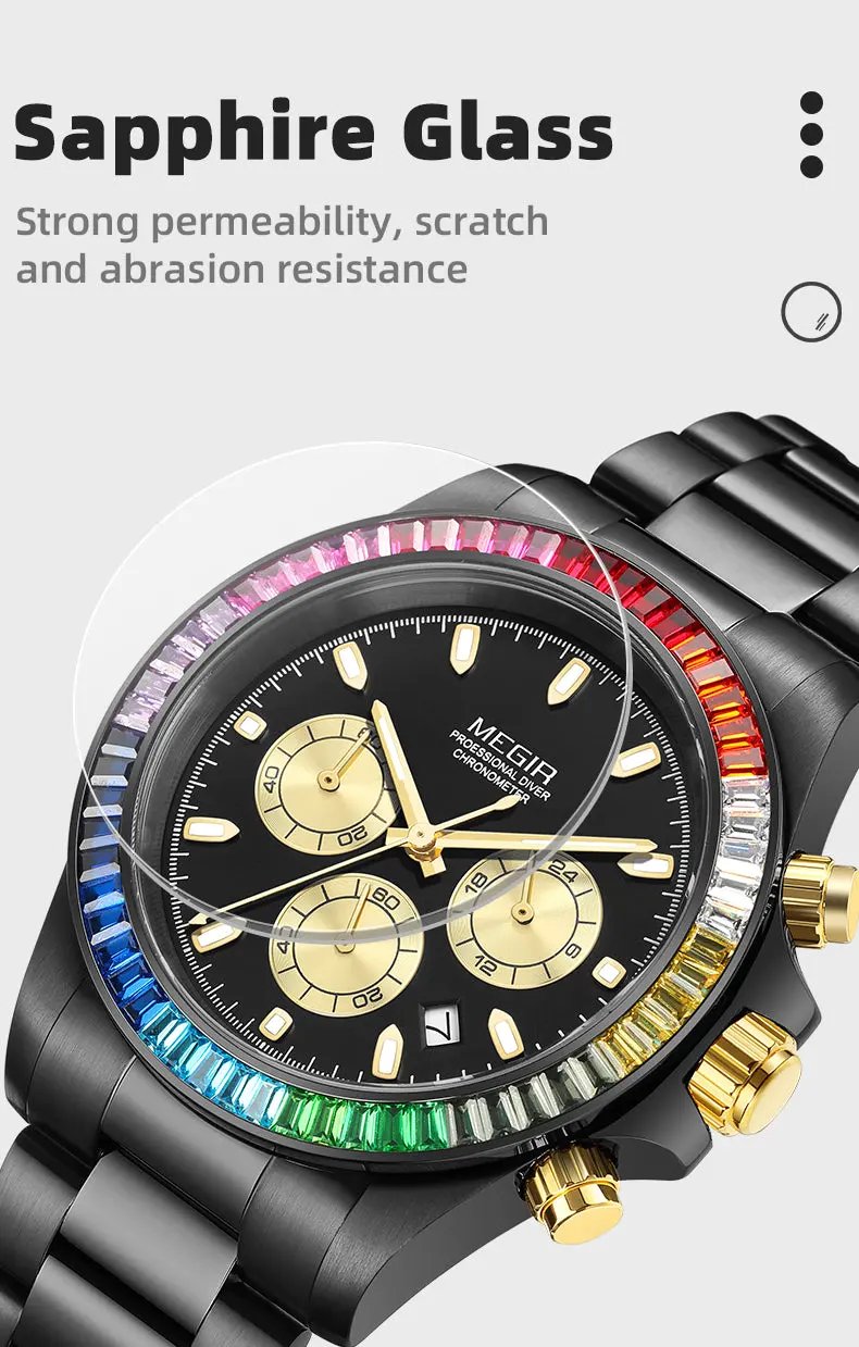 MEGIR Mens Watches Top Brand Luxury Business Wristwatches Stainless Steel Waterproof Date Quartz Chronograph Reloj Hombre 8410 by MEGIR WATCH GROUP