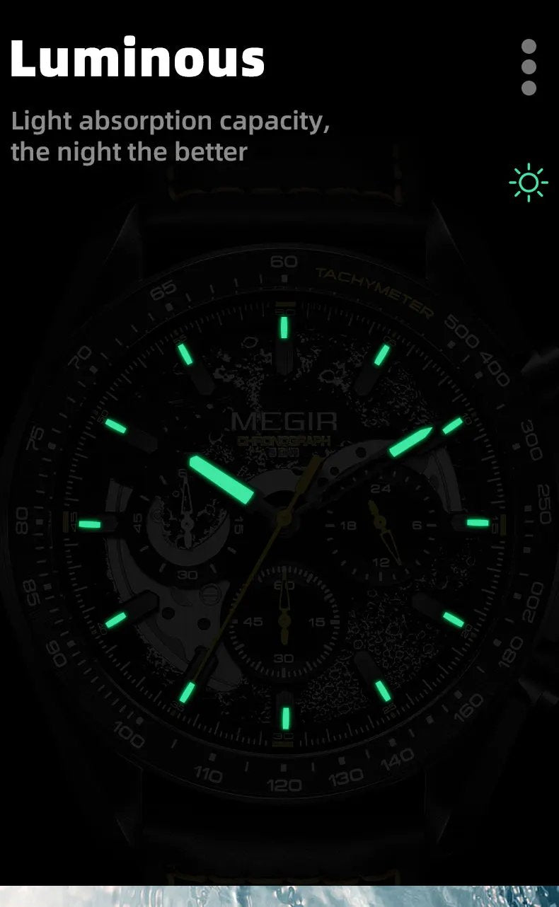 MEGIR Luxury Men's Business Casual Watches Leather Waterproof Quartz Chronograph Male Clock Wristwatch Relogio Masculino 8408 by MEGIR WATCH GROUP