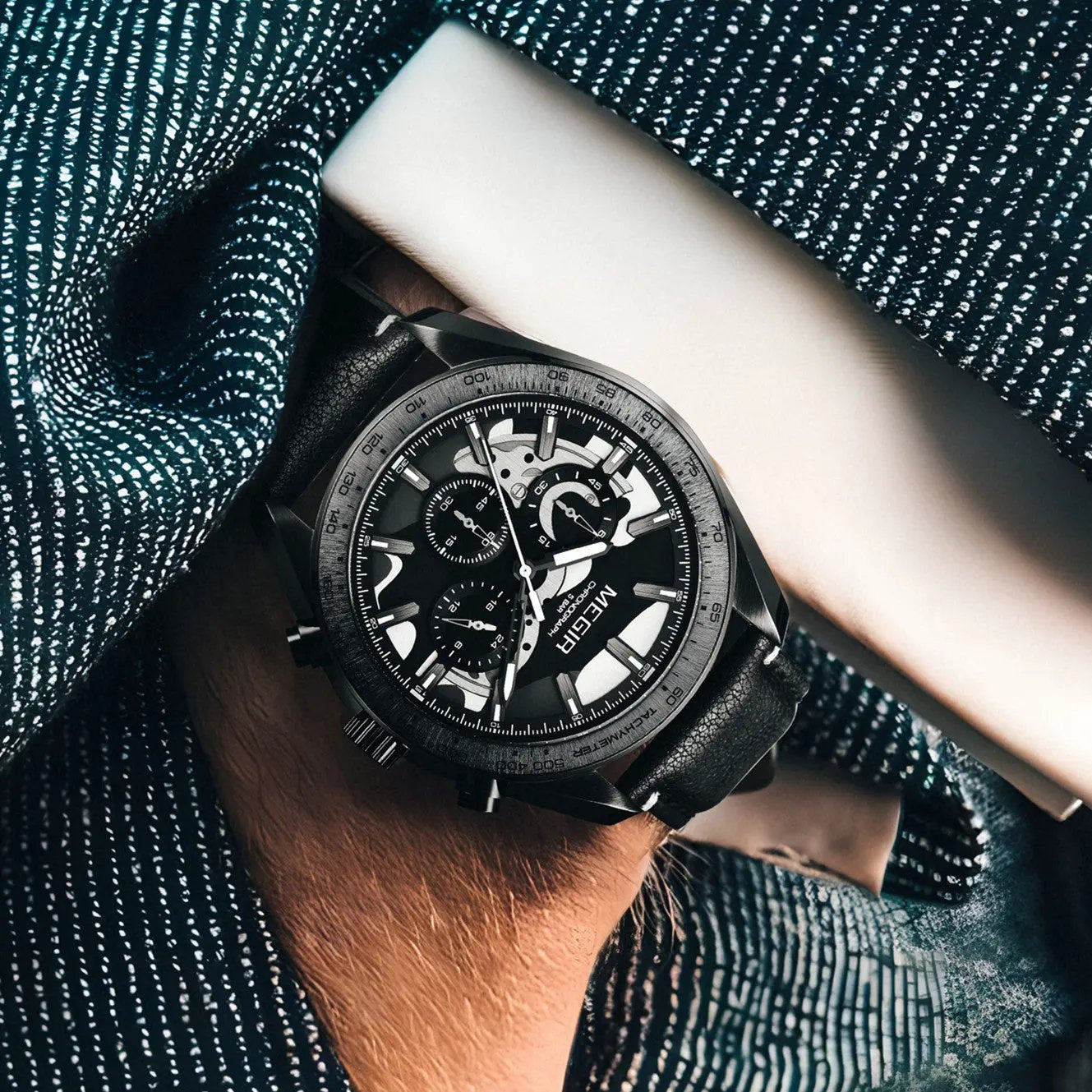 MEGIR Luxury Men's Business Casual Watches Leather Waterproof Quartz Chronograph Male Clock Wristwatch Relogio Masculino 8408 by MEGIR WATCH GROUP