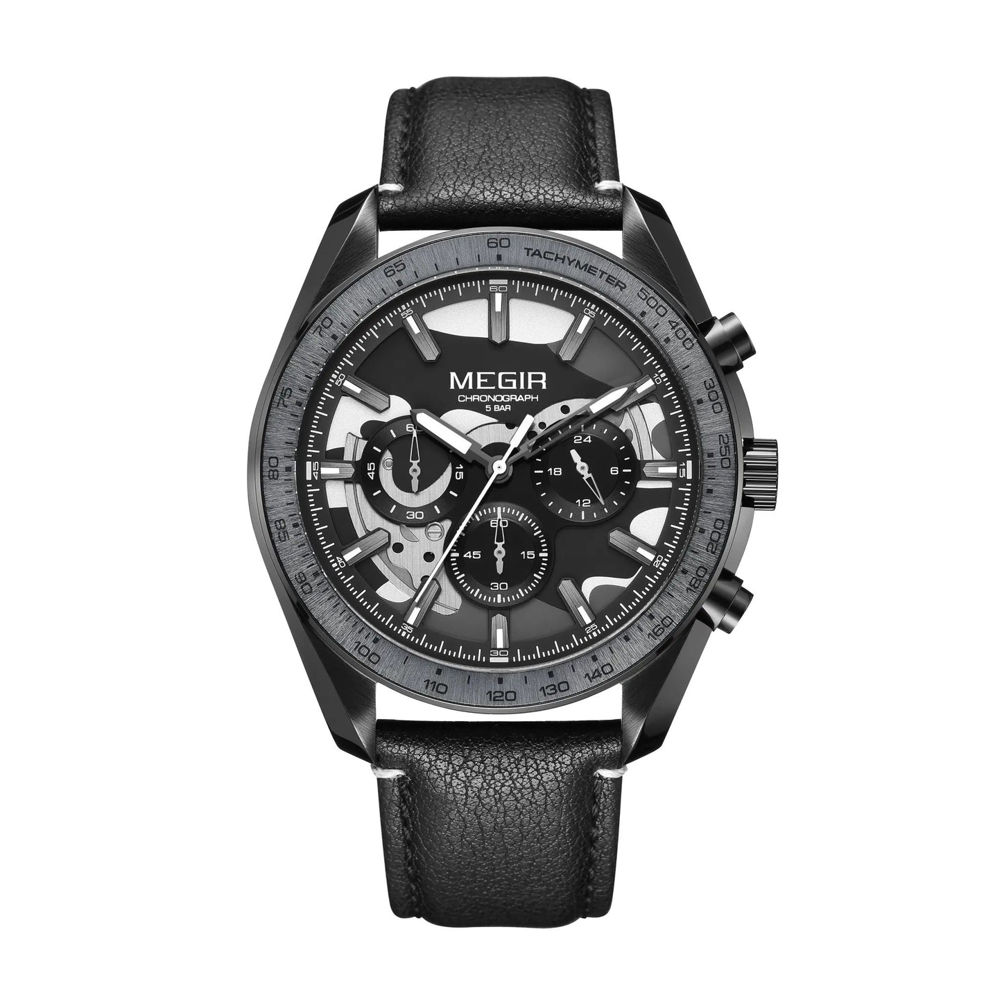 MEGIR Luxury Men's Business Casual Watches Leather Waterproof Quartz Chronograph Male Clock Wristwatch Relogio Masculino 8408 by MEGIR WATCH GROUP