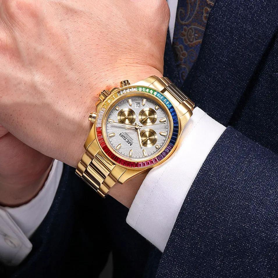 MEGIR Mens Watches Top Brand Luxury Business Wristwatches Stainless Steel Waterproof Date Quartz Chronograph Reloj Hombre 8410 by MEGIR WATCH GROUP