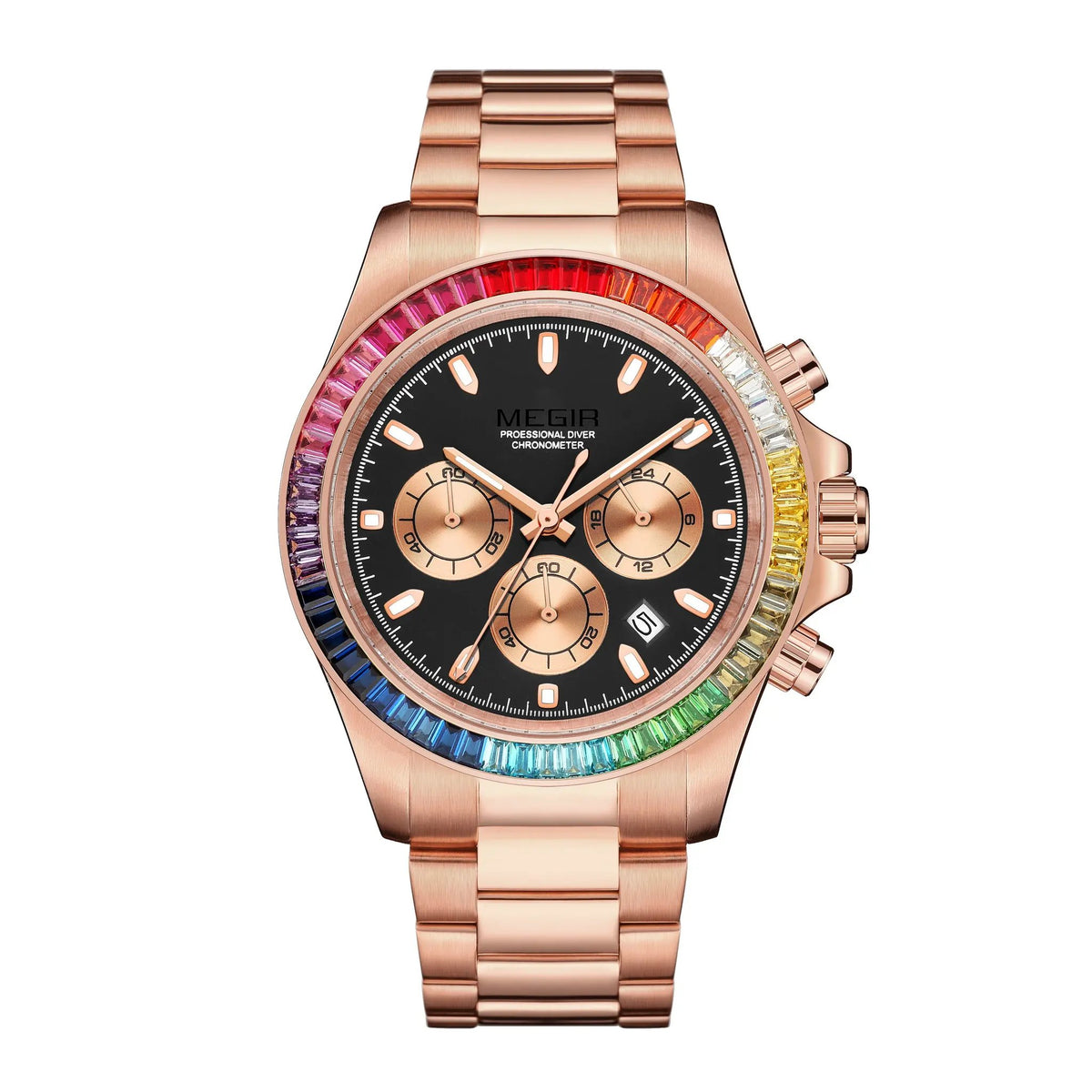 MEGIR Mens Watches Top Brand Luxury Business Wristwatches Stainless Steel Waterproof Date Quartz Chronograph Reloj Hombre 8410 by MEGIR WATCH GROUP