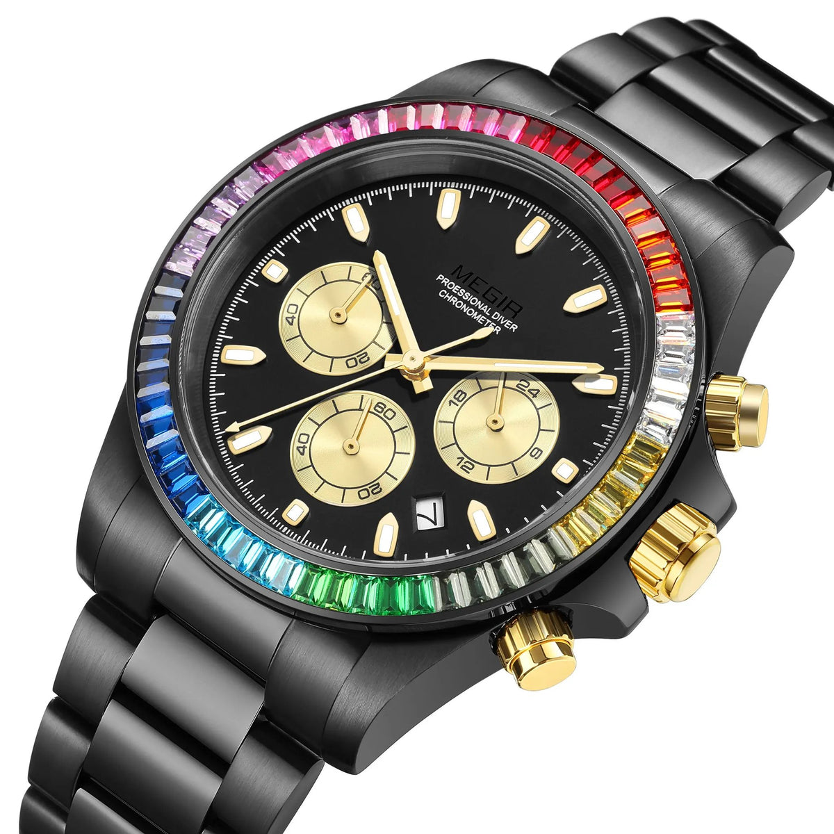MEGIR Mens Watches Top Brand Luxury Business Wristwatches Stainless Steel Waterproof Date Quartz Chronograph Reloj Hombre 8410 by MEGIR WATCH GROUP