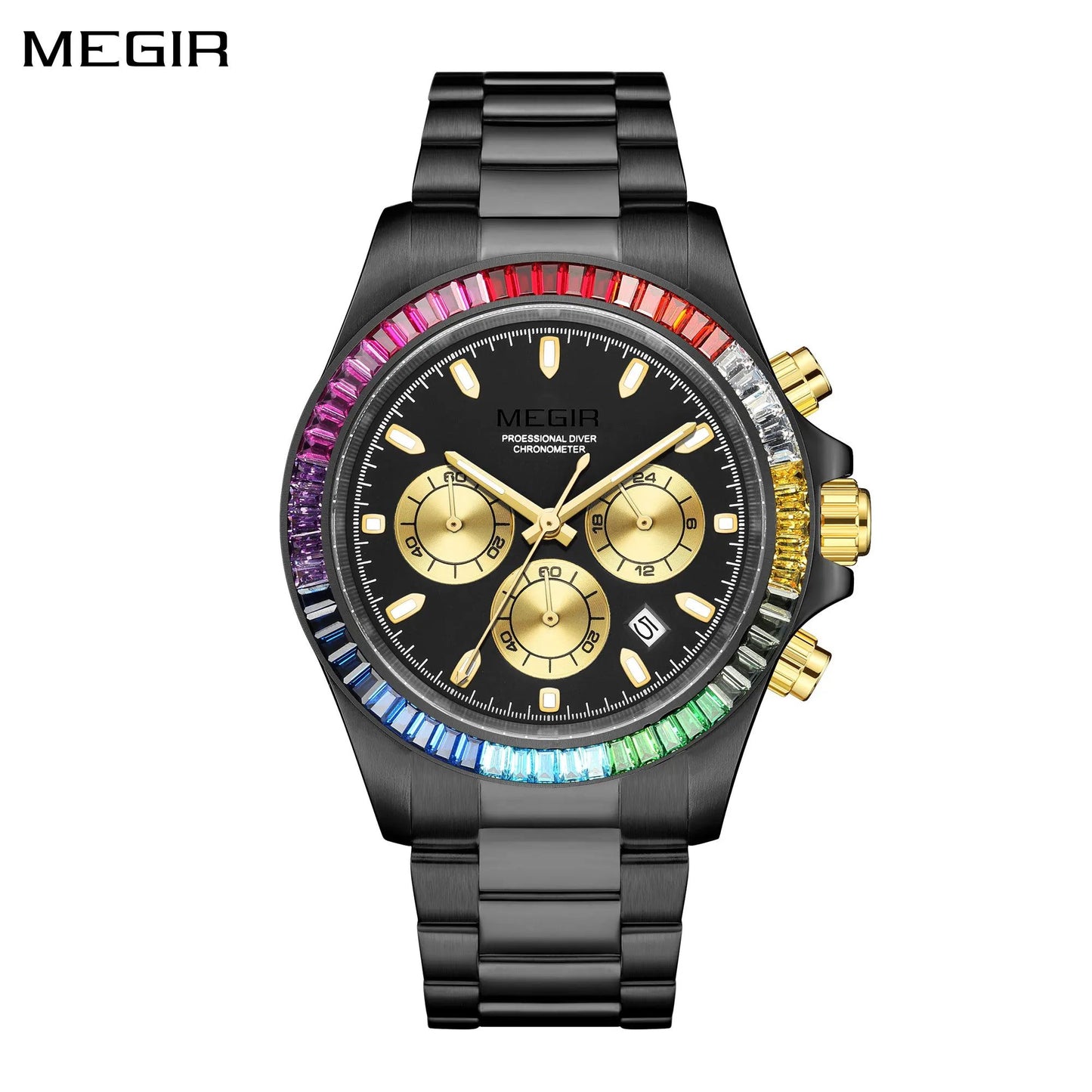 MEGIR Mens Watches Top Brand Luxury Business Wristwatches Stainless Steel Waterproof Date Quartz Chronograph Reloj Hombre 8410 by MEGIR WATCH GROUP