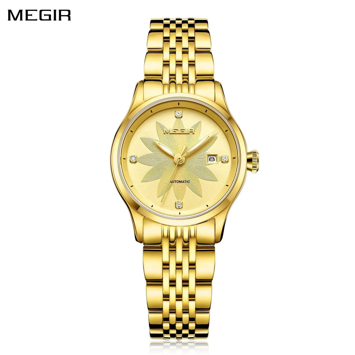 MEGIR Fashion Business Casual Watch for Women Sapphire Automatic Mechanical Wrist Watch Ladies Stainless Steel Female Date Clock 62061 by MEGIR WATCH GROUP