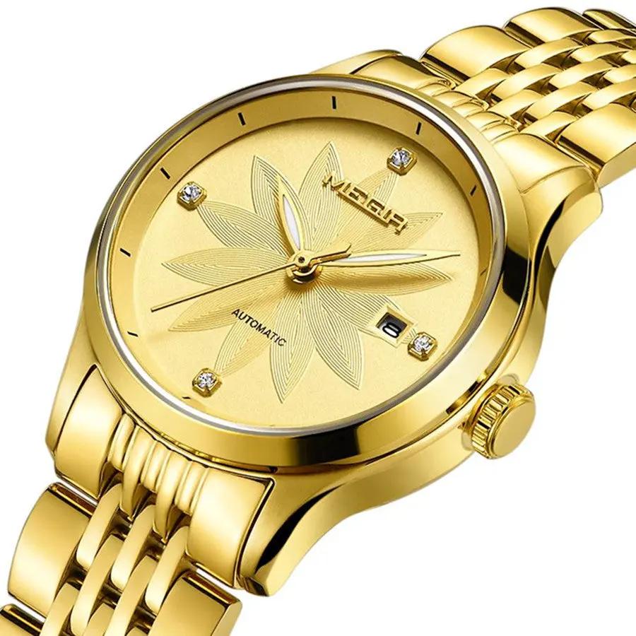 MEGIR Fashion Business Casual Watch for Women Sapphire Automatic Mechanical Wrist Watch Ladies Stainless Steel Female Date Clock 62061 by MEGIR WATCH GROUP