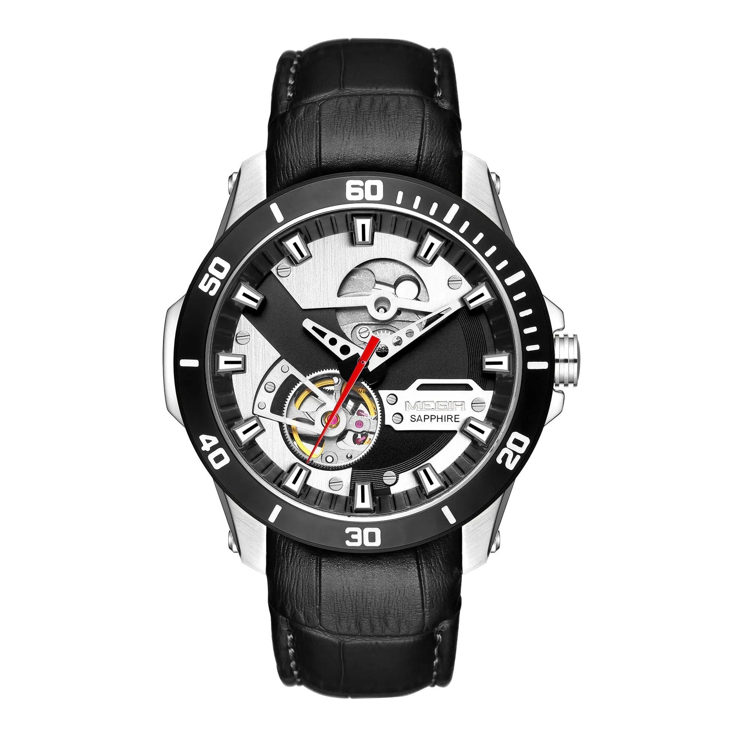 MEGIR Fashion Leather Watches for Men Sapphire Stainless Steel Automatic Mechanical Watch Sports Clock Montre Homme 62069 by MEGIR WATCH GROUP