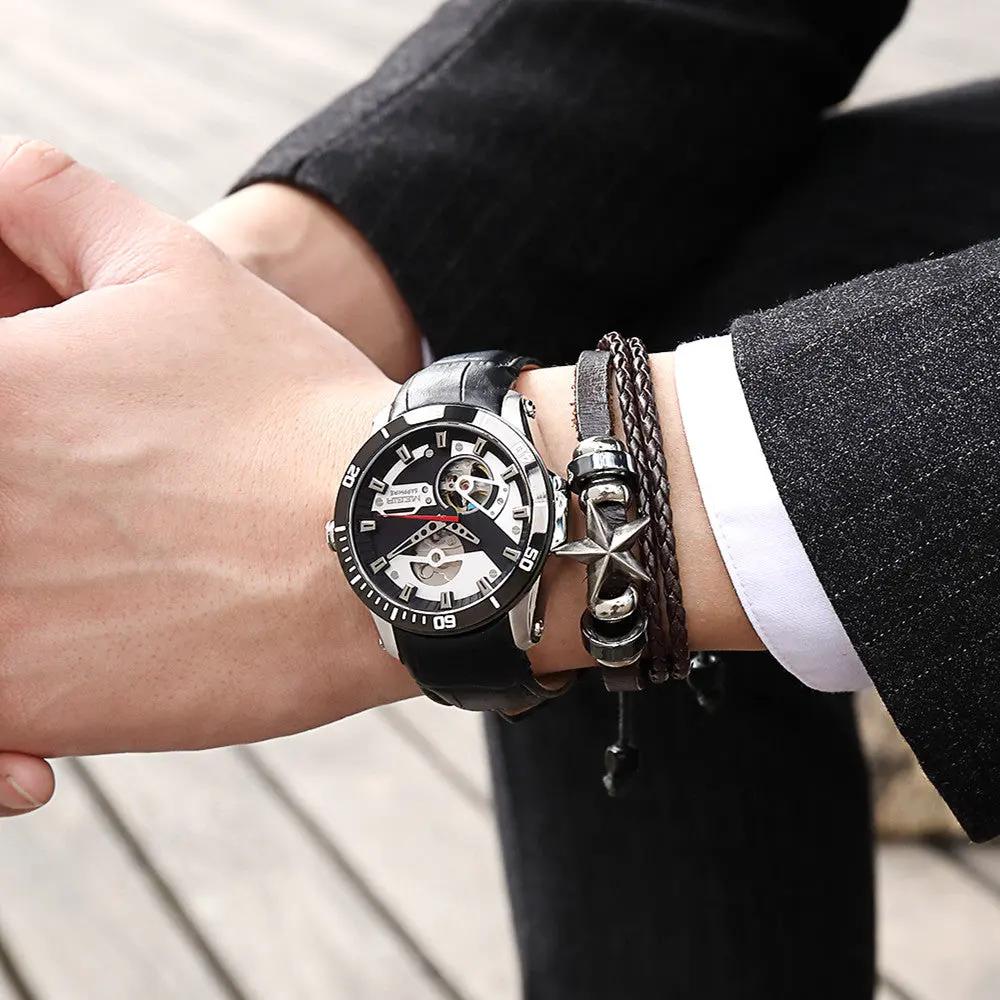 MEGIR Fashion Leather Watches for Men Sapphire Stainless Steel Automatic Mechanical Watch Sports Clock Montre Homme 62069 by MEGIR WATCH GROUP