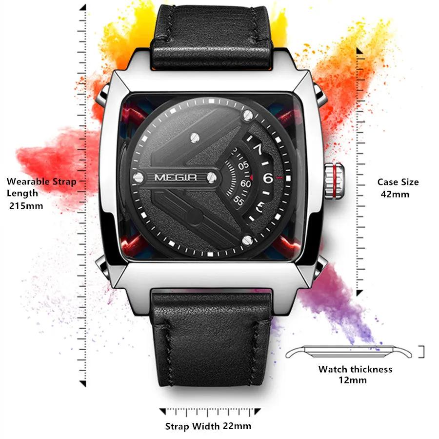 MEGIR Watches for Men Leather Strap Automatic Mechanical Watch Waterproof Business Casual Wristwatch Date Clock Montre Homme 62071 by MEGIR WATCH GROUP