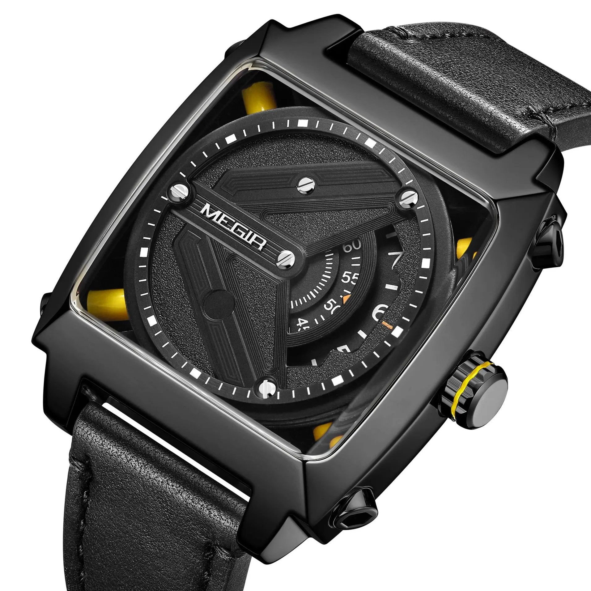 MEGIR Watches for Men Leather Strap Automatic Mechanical Watch Waterproof Business Casual Wristwatch Date Clock Montre Homme 62071 by MEGIR WATCH GROUP