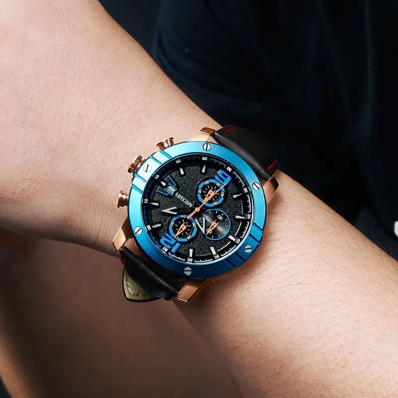 MEGIR Fashion Men's Quartz Watch Chronograph Leather Strap Business Casual Wristwatch Sports Watches Relogio Masculino 2046 by MEGIR WATCH GROUP