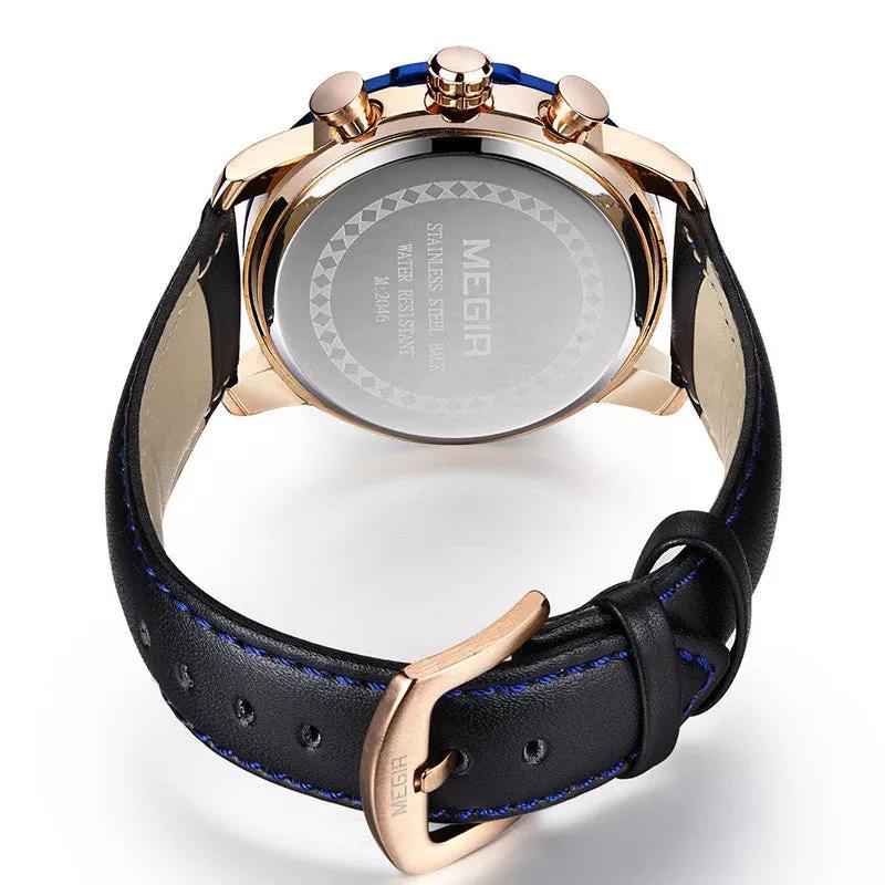 MEGIR Fashion Men's Quartz Watch Chronograph Leather Strap Business Casual Wristwatch Sports Watches Relogio Masculino 2046 by MEGIR WATCH GROUP
