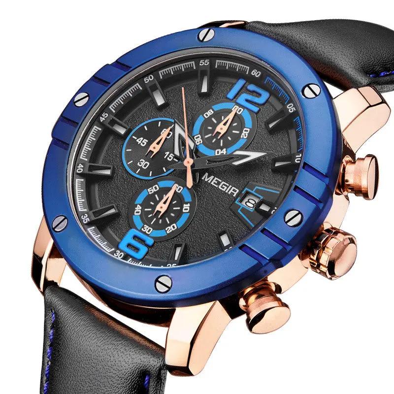 MEGIR Fashion Men's Quartz Watch Chronograph Leather Strap Business Casual Wristwatch Sports Watches Relogio Masculino 2046 by MEGIR WATCH GROUP