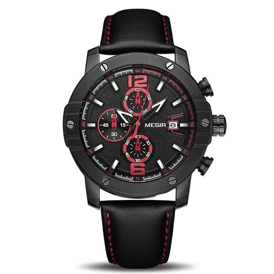 MEGIR Fashion Men's Quartz Watch Chronograph Leather Strap Business Casual Wristwatch Sports Watches Relogio Masculino 2046 by MEGIR WATCH GROUP