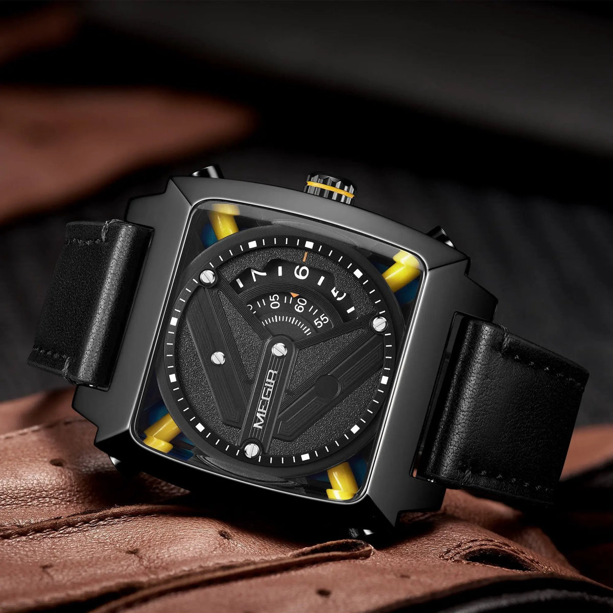 MEGIR Watches for Men Leather Strap Automatic Mechanical Watch Waterproof Business Casual Wristwatch Date Clock Montre Homme 62071 by MEGIR WATCH GROUP
