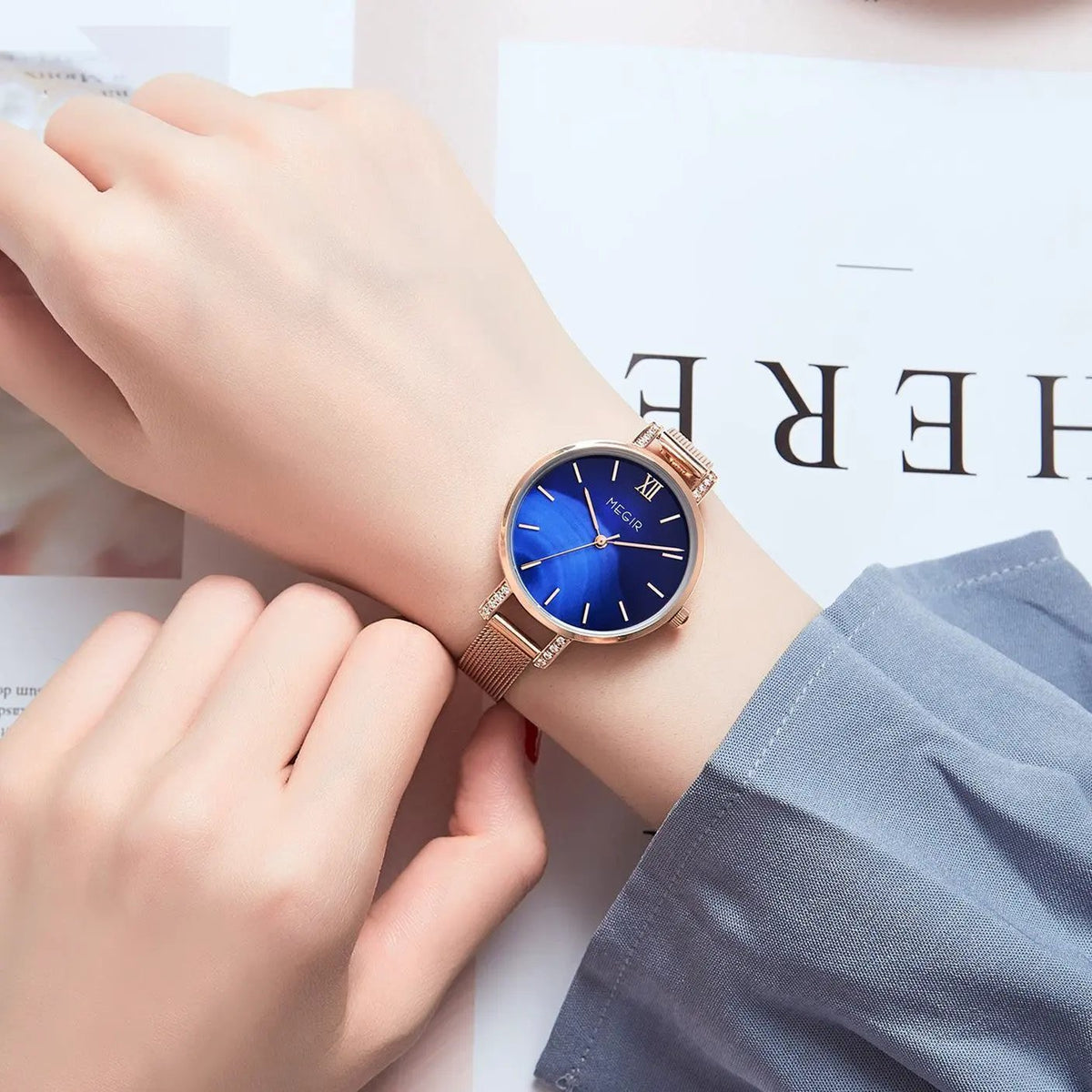 MEGIR Fashion Quartz Women Bracelet Watches Luxury Casual Ladies Dress Clock Female Steel Mesh Band Wristwatch Relogio Feminino 7002 by MEGIR WATCH GROUP