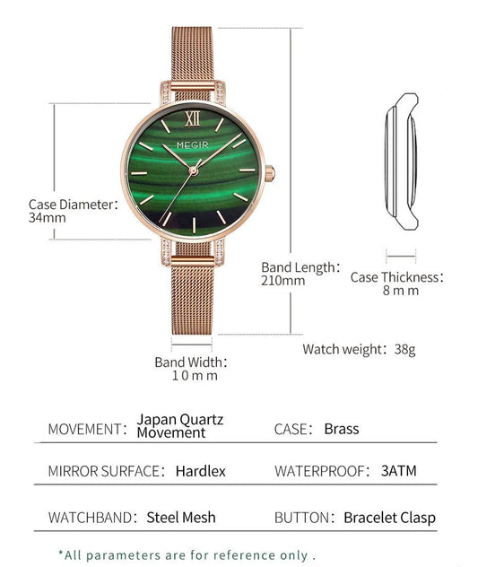 MEGIR Fashion Quartz Women Bracelet Watches Luxury Casual Ladies Dress Clock Female Steel Mesh Band Wristwatch Relogio Feminino 7002 by MEGIR WATCH GROUP