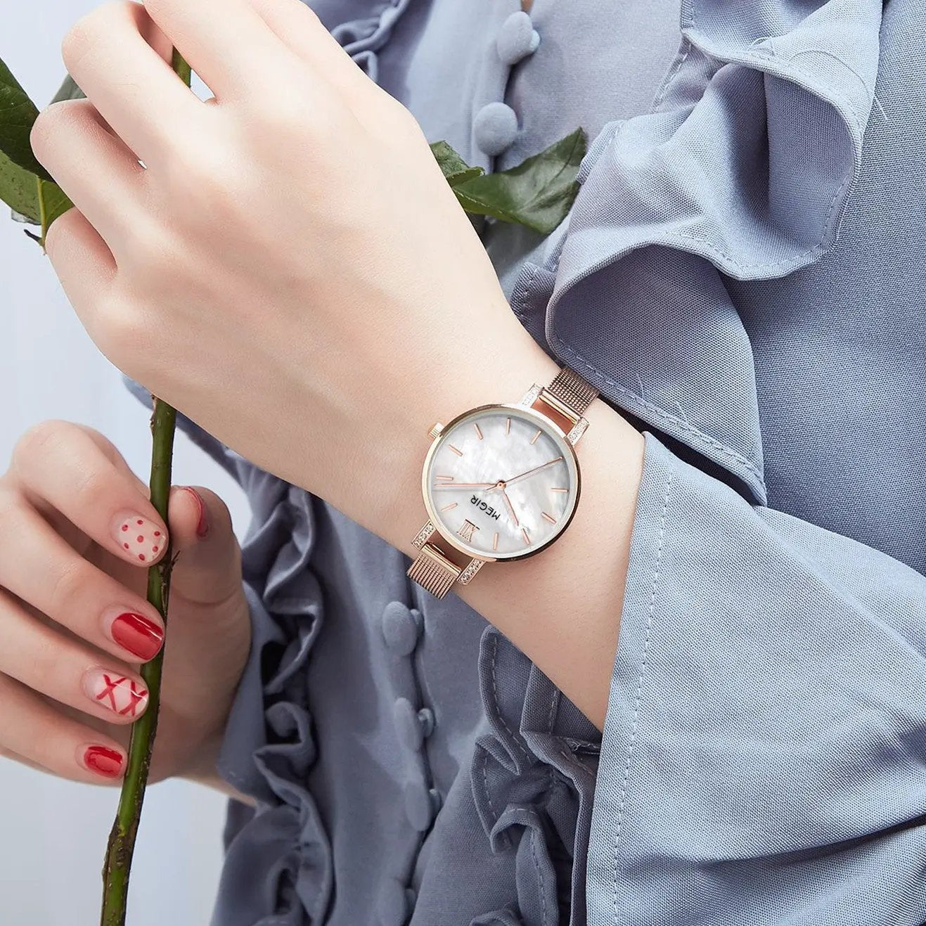 MEGIR Fashion Quartz Women Bracelet Watches Luxury Casual Ladies Dress Clock Female Steel Mesh Band Wristwatch Relogio Feminino 7002 by MEGIR WATCH GROUP
