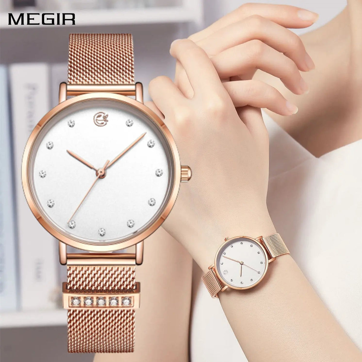 MEGIR Fashion Women Watches Top Brand Luxury Ladies Dress Clock Steel Bracelet Clock Female Quartz Wristwatch Relogio Feminino 7022 by MEGIR WATCH GROUP