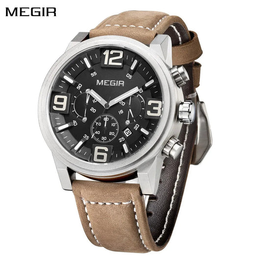MEGIR Luxury Watches for Men Quartz Chronograph Waterproof Calendar Luminous Sport Military Wristwatch Clock Reloj Hombre 3010 by MEGIR WATCH GROUP