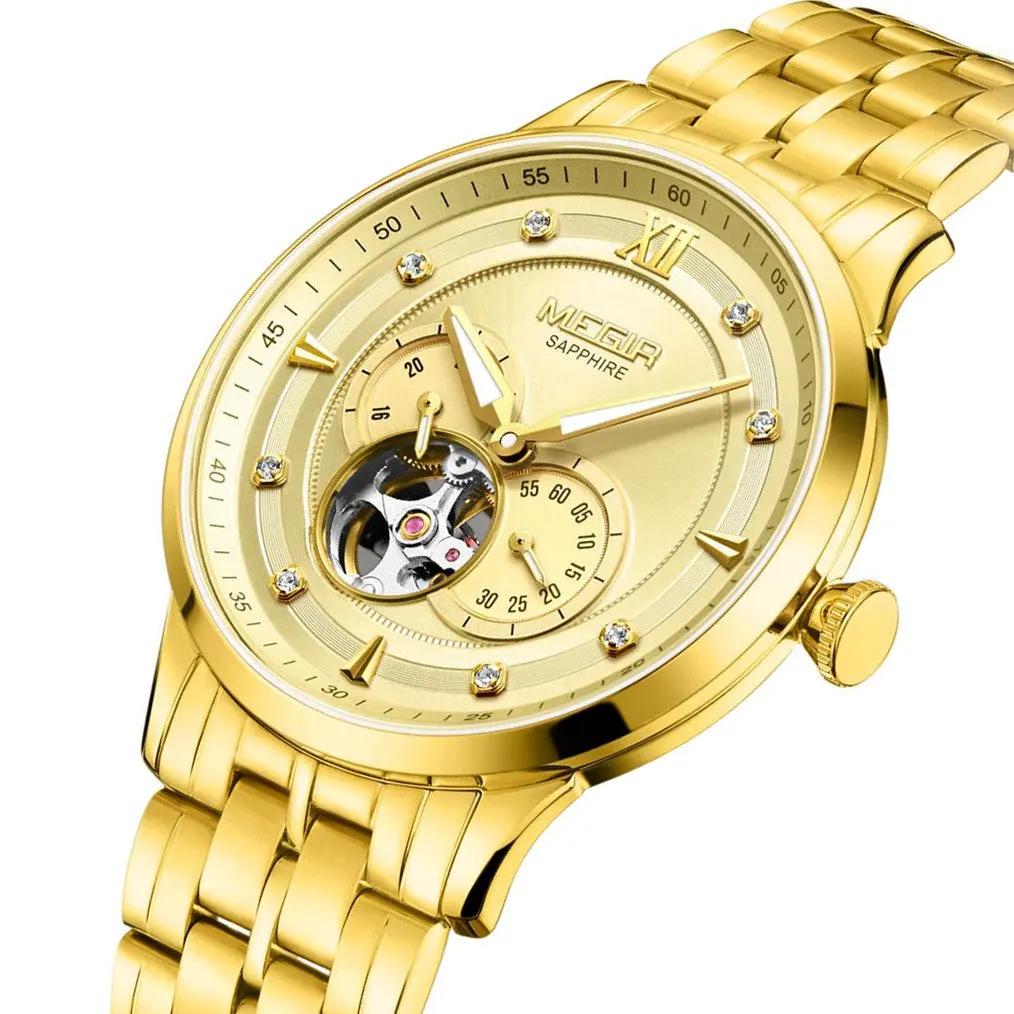 MEGIR Luxury Men Watches Stainless Steel Automatic Mechanical Watch Sapphire Steel Case Business WristWatch Montre Homme 62053 by MEGIR WATCH GROUP