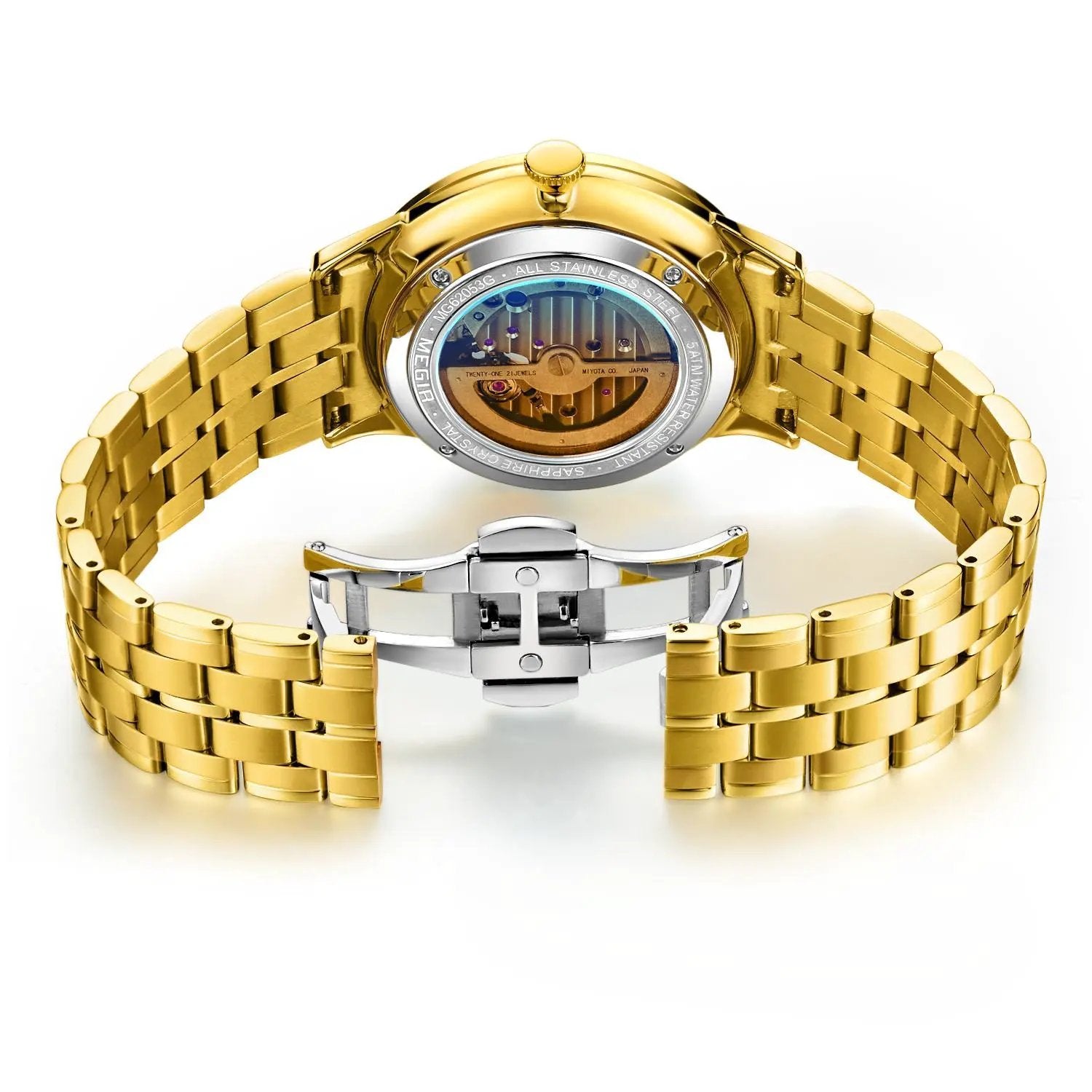 MEGIR Luxury Men Watches Stainless Steel Automatic Mechanical Watch Sapphire Steel Case Business WristWatch Montre Homme 62053 by MEGIR WATCH GROUP