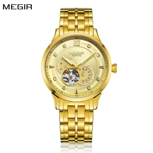MEGIR Luxury Men Watches Stainless Steel Automatic Mechanical Watch Sapphire Steel Case Business WristWatch Montre Homme 62053 by MEGIR WATCH GROUP