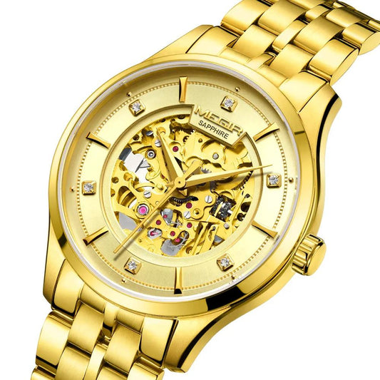 MEGIR Luxury Men Watches Waterproof Automatic Mechanical Watch Stainless Steel Sapphire Gold Business WristWatch Reloj Hombre 62058 by MEGIR WATCH GROUP