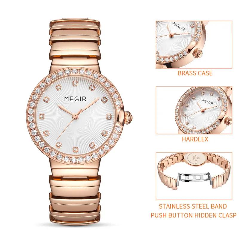 MEGIR Luxury Stainless Steel Strap Watches for Women Fashion Casual Quartz WristWatch Ladies Big Dial Dress Clock Reloj Hombre 7010 by MEGIR WATCH GROUP