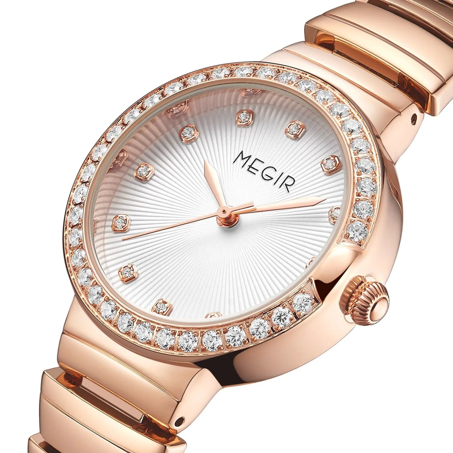MEGIR Luxury Stainless Steel Strap Watches for Women Fashion Casual Quartz WristWatch Ladies Big Dial Dress Clock Reloj Hombre 7010 by MEGIR WATCH GROUP