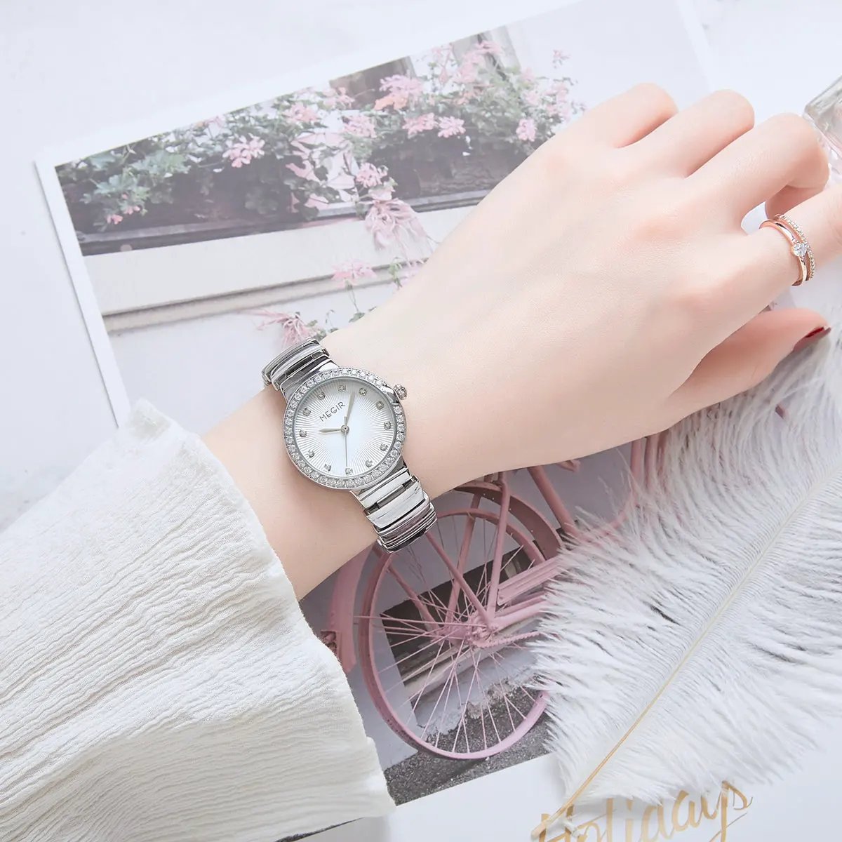MEGIR Luxury Stainless Steel Strap Watches for Women Fashion Casual Quartz WristWatch Ladies Big Dial Dress Clock Reloj Hombre 7010 by MEGIR WATCH GROUP