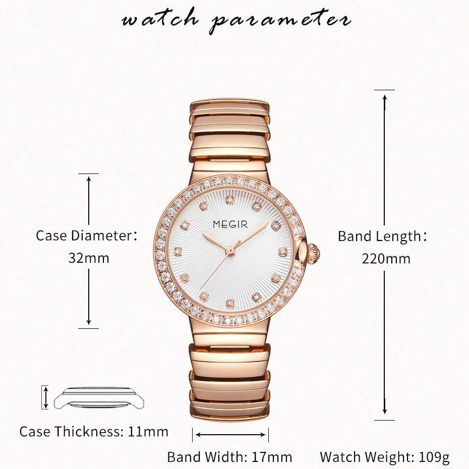 MEGIR Luxury Stainless Steel Strap Watches for Women Fashion Casual Quartz WristWatch Ladies Big Dial Dress Clock Reloj Hombre 7010 by MEGIR WATCH GROUP