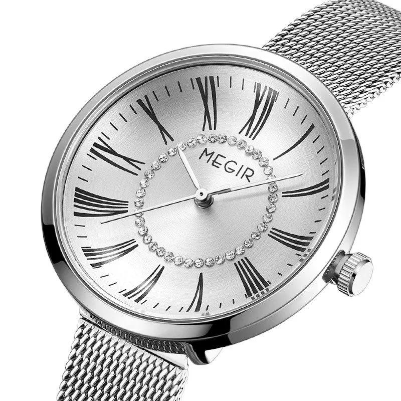 MEGIR Luxury Women Watches Fashion Quartz Watch Ladies Clock Stainless Steel Waterproof Female Watch Relogio Feminino 7014 by MEGIR WATCH GROUP