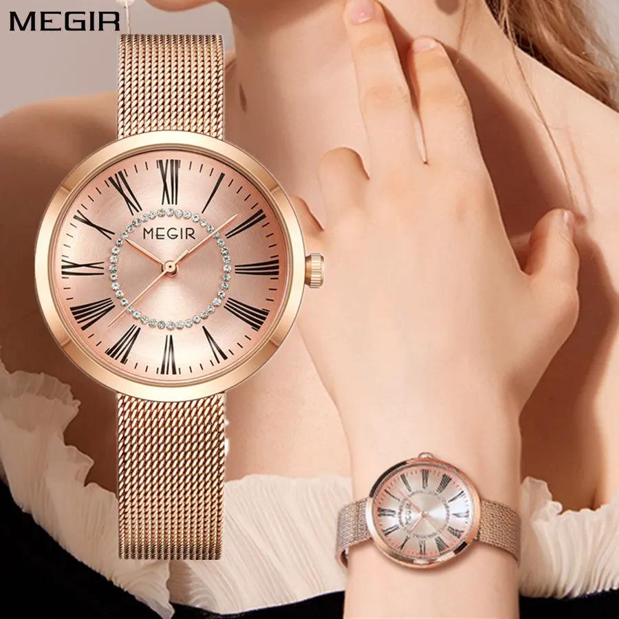 MEGIR Luxury Women Watches Fashion Quartz Watch Ladies Clock Stainless Steel Waterproof Female Watch Relogio Feminino 7014 by MEGIR WATCH GROUP