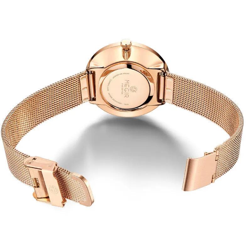 MEGIR Luxury Women Watches Fashion Quartz Watch Ladies Clock Stainless Steel Waterproof Female Watch Relogio Feminino 7014 by MEGIR WATCH GROUP