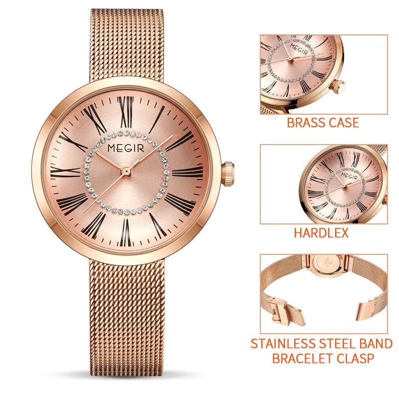 MEGIR Luxury Women Watches Fashion Quartz Watch Ladies Clock Stainless Steel Waterproof Female Watch Relogio Feminino 7014 by MEGIR WATCH GROUP