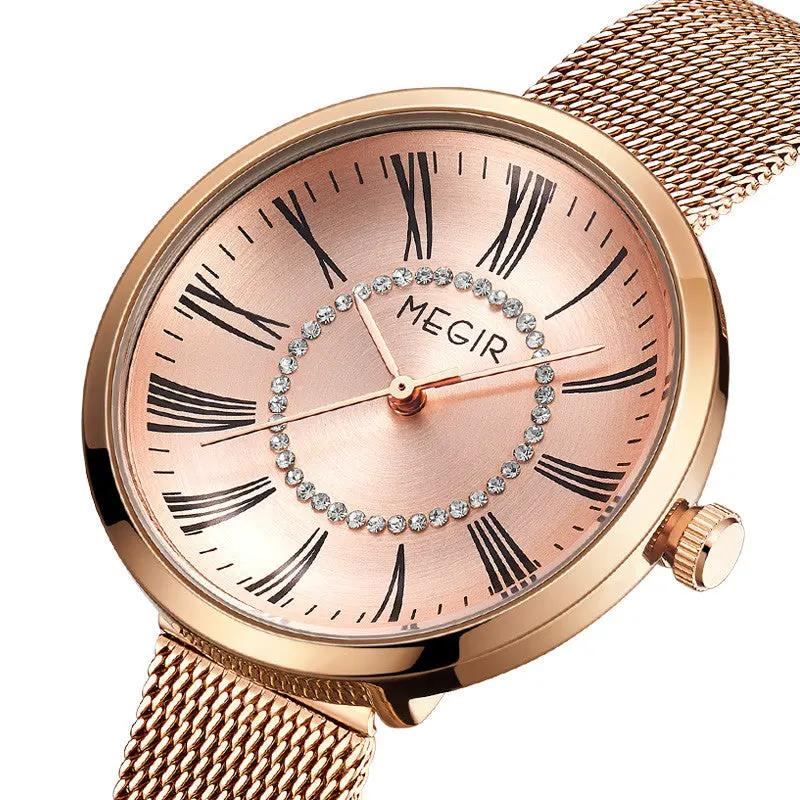 MEGIR Luxury Women Watches Fashion Quartz Watch Ladies Clock Stainless Steel Waterproof Female Watch Relogio Feminino 7014 by MEGIR WATCH GROUP