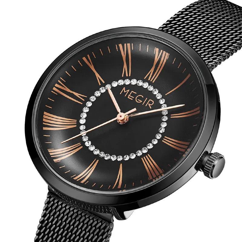 MEGIR Luxury Women Watches Fashion Quartz Watch Ladies Clock Stainless Steel Waterproof Female Watch Relogio Feminino 7014 by MEGIR WATCH GROUP