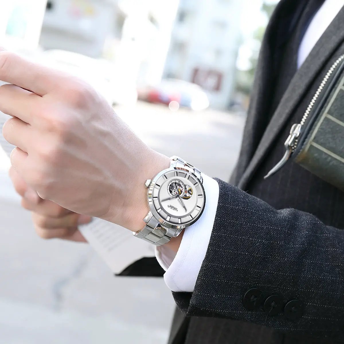 MEGIR Men Watch Hollow Out Automatic Mechanical Stainless Steel Wristwatch Waterproof Luxury Business Wrist Watch Montre Homme 62052 by MEGIR WATCH GROUP