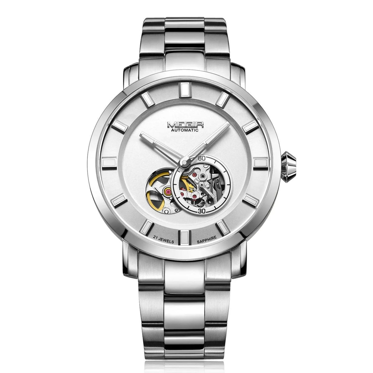 MEGIR Men Watch Hollow Out Automatic Mechanical Stainless Steel Wristwatch Waterproof Luxury Business Wrist Watch Montre Homme 62052 by MEGIR WATCH GROUP