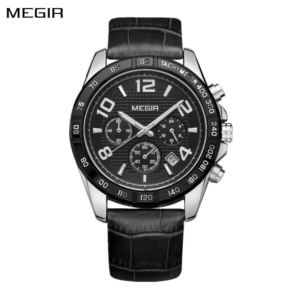 MEGIR Men Watch Top Brand Luxury Quartz Watches Waterproof Calendar Sport Wristwatch Leather Man Clock Chronograph Reloj Hombre 2014 by MEGIR WATCH GROUP