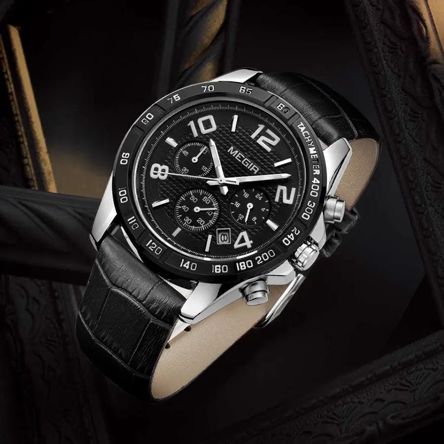 MEGIR Men Watch Top Brand Luxury Quartz Watches Waterproof Calendar Sport Wristwatch Leather Man Clock Chronograph Reloj Hombre 2014 by MEGIR WATCH GROUP