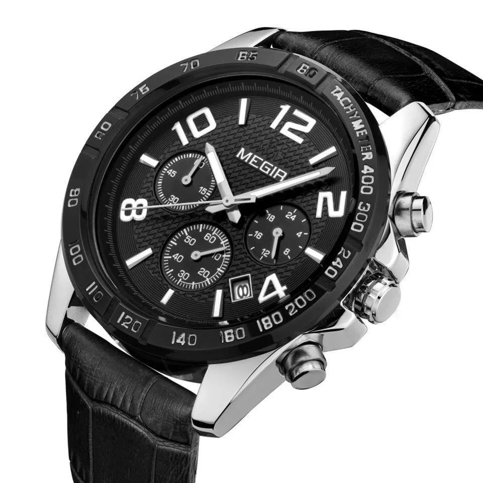 MEGIR Men Watch Top Brand Luxury Quartz Watches Waterproof Calendar Sport Wristwatch Leather Man Clock Chronograph Reloj Hombre 2014 by MEGIR WATCH GROUP
