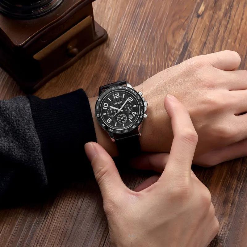 MEGIR Men Watch Top Brand Luxury Quartz Watches Waterproof Calendar Sport Wristwatch Leather Man Clock Chronograph Reloj Hombre 2014 by MEGIR WATCH GROUP
