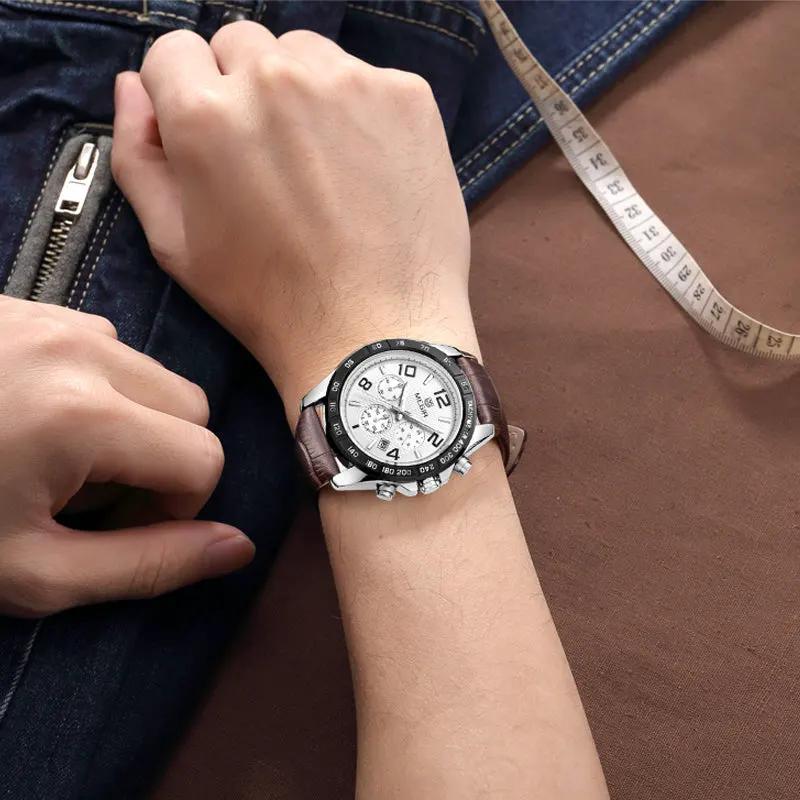 MEGIR Men Watch Top Brand Luxury Quartz Watches Waterproof Calendar Sport Wristwatch Leather Man Clock Chronograph Reloj Hombre 2014 by MEGIR WATCH GROUP