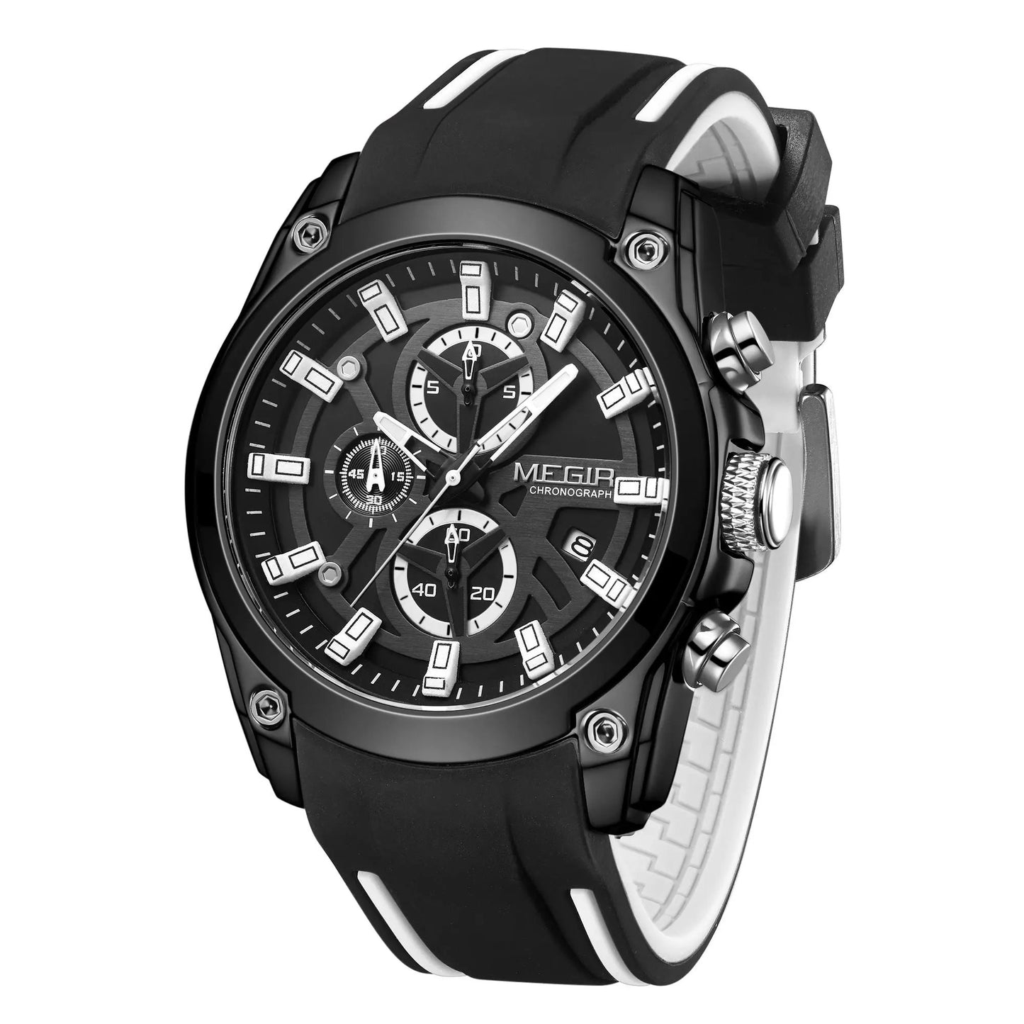 MEGIR Original Blue Sport Watches for Men Luxury Chronograph Man Military Quartz Wristwatch Clock Luminous Big Dial Reloj Hombre 2144 by MEGIR WATCH GROUP