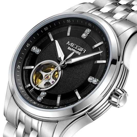 MEGIR Top Brand Luxury Business Watch Men Stainless Steel Waterproof Automatic Mechanical WristWatch Clock Big Dial Montre Homme 62055 by MEGIR WATCH GROUP